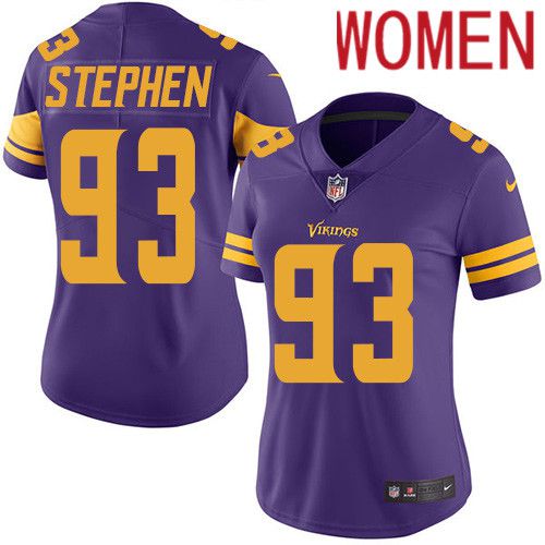 Women Minnesota Vikings #93 Shamar Stephen Nike Purple Vapor Limited Rush NFL Jersey